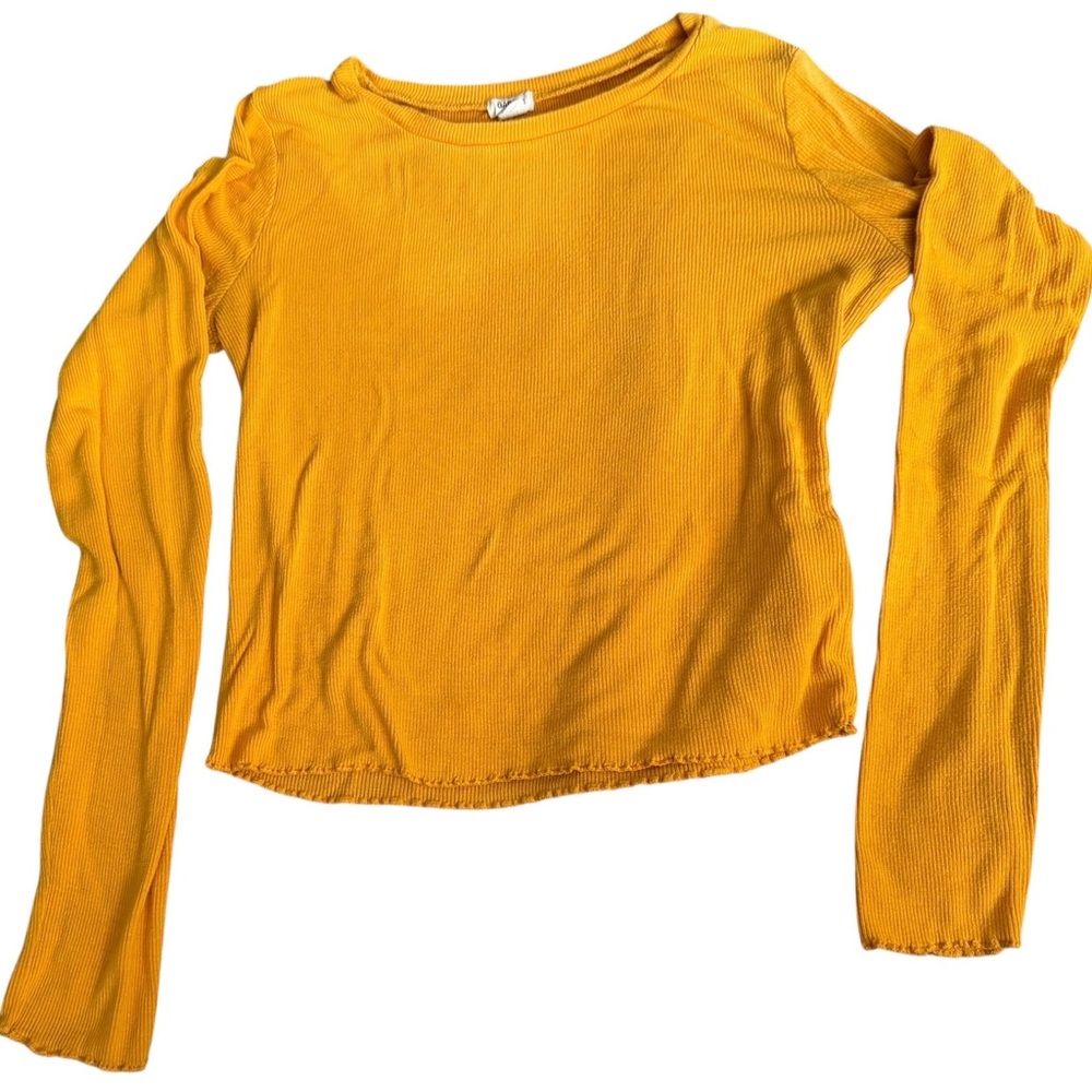 Garage | Cropped long sleeve ribbed top, goldenrod, women’s size medium